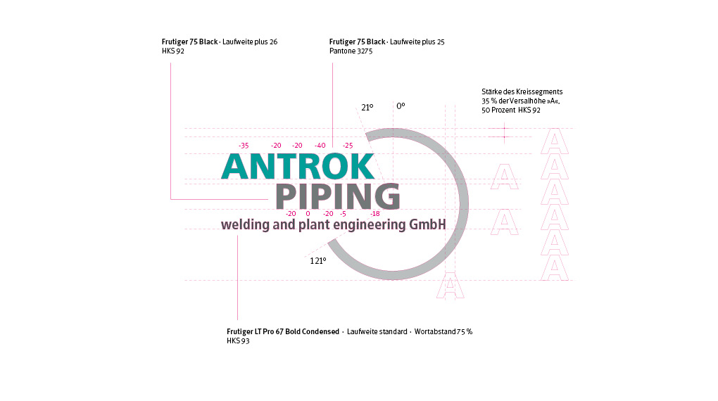 Antrok Piping Logo Konstruktion