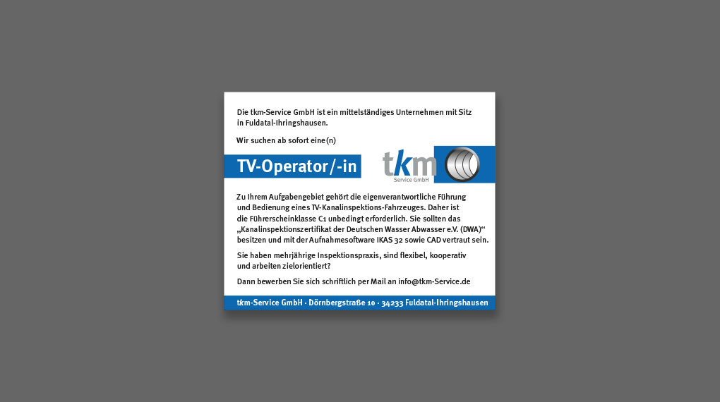 Stellenanzeige tkm Service GmbH